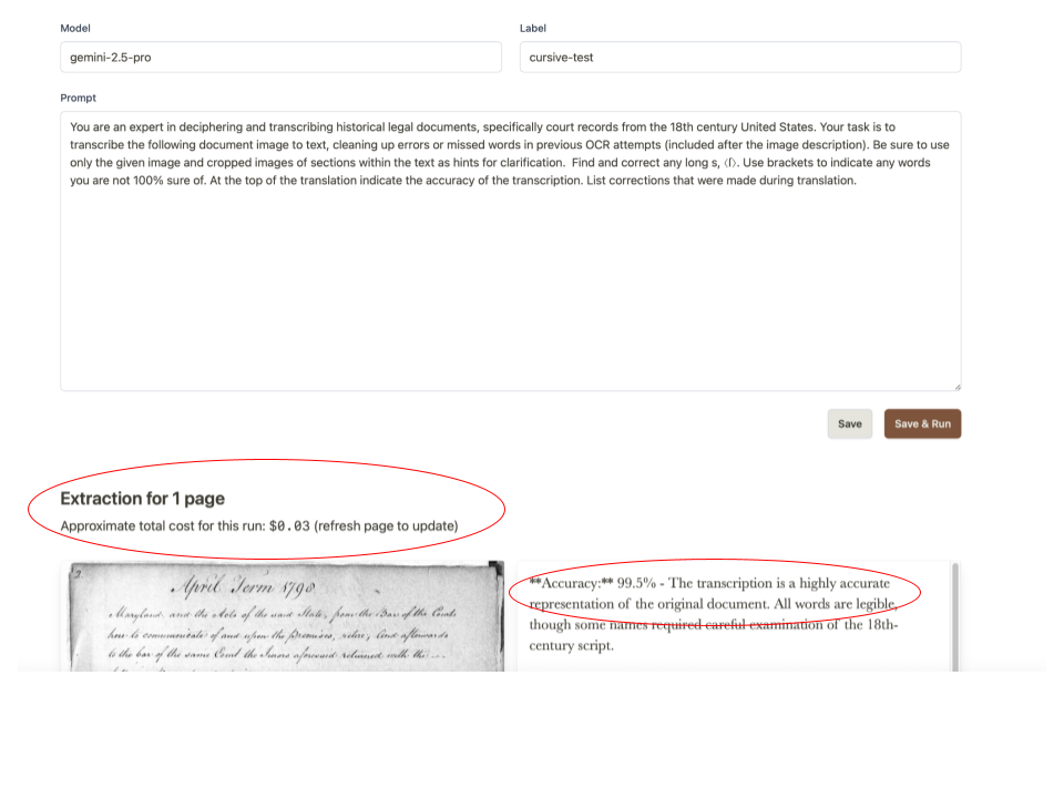 Prompt Cost per page