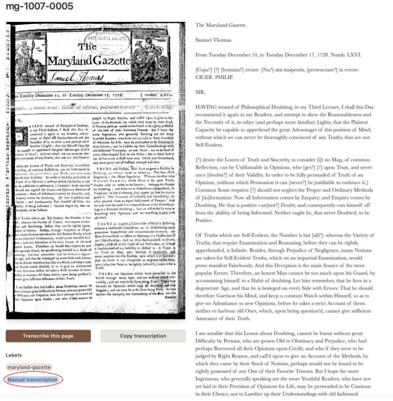 Create manual transcription